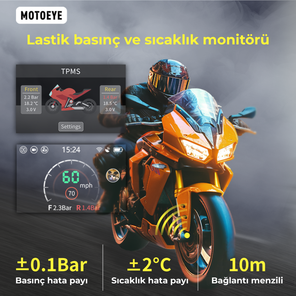 MotoEye Lastik Basınç ve Sıcaklık Sensör Seti