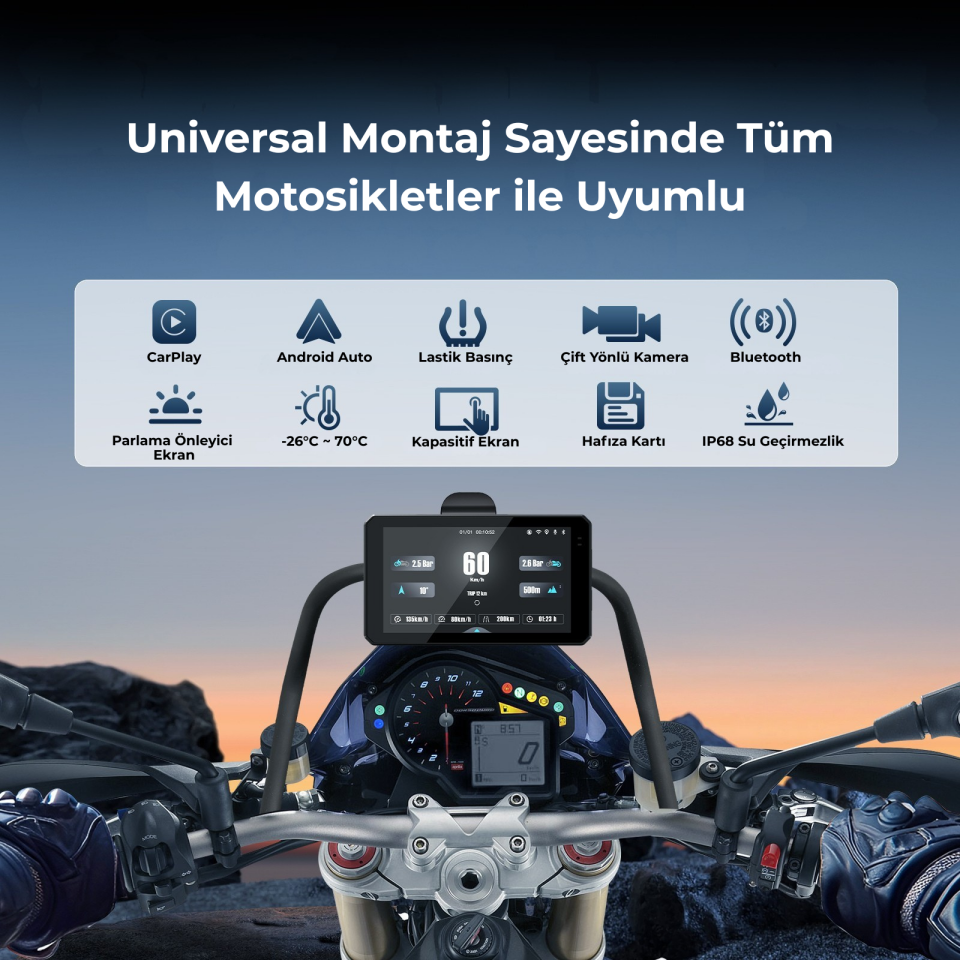 VeraGo Üniversal Motosiklet CarPlay