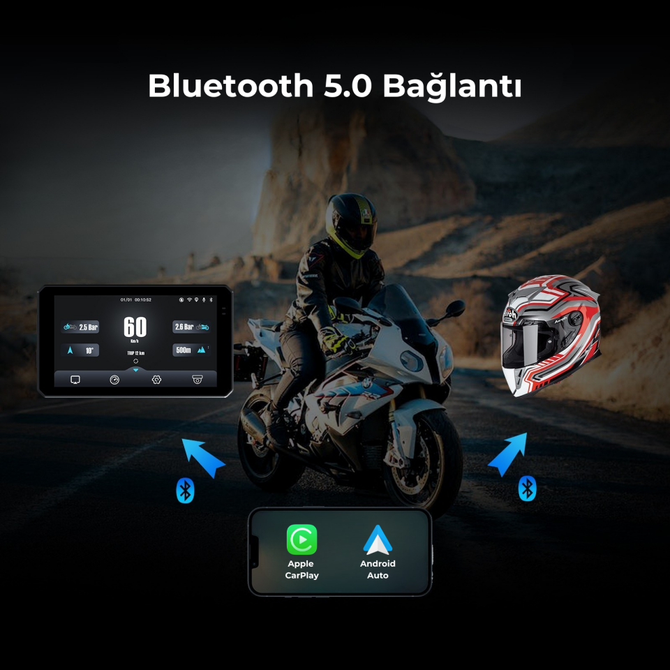 VeraGo Üniversal Motosiklet CarPlay